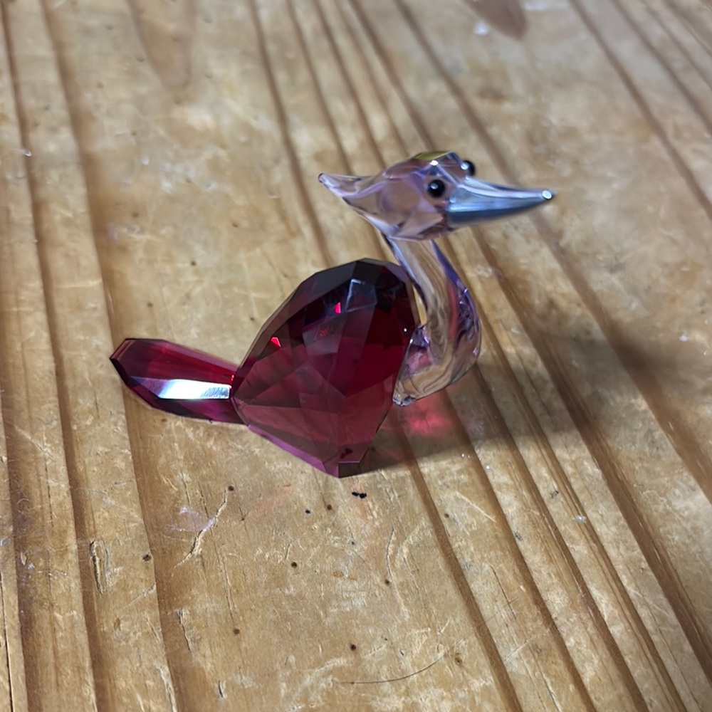 Swarovski Pink and Silver Glass Art Bird Figurine